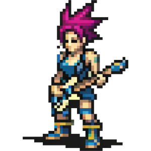Punk Girl Playing Guitar Pixel Art