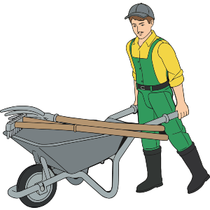 Worker With Wheelbarrow