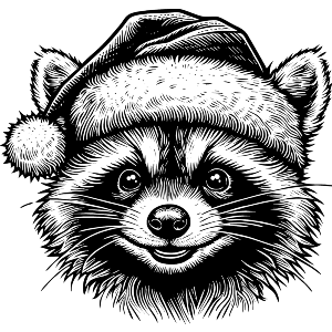 Raccoon Wearing Santa Hat