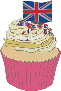 Cupcake With Union Jack Flag 