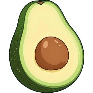 Cartoon Style Avocado
