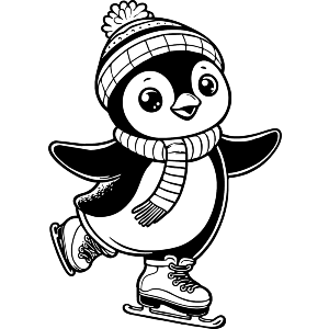 Happy Penguin Ice Skating