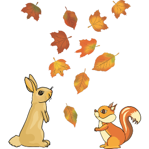Forest Creatures Watching Falling Leaves