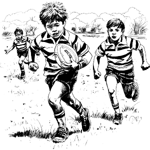 Kids Playing Rugby
