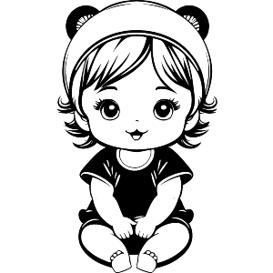 Baby Girl In Bear Hat