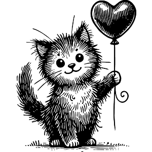 Cute Cat With Balloon
