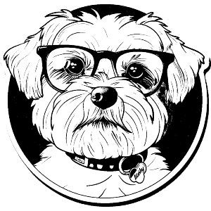 Maltese Dog with Glasses