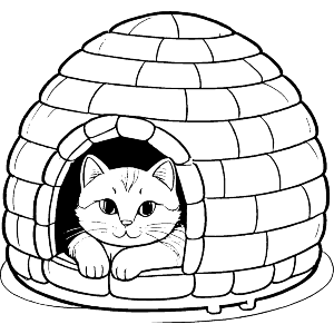 Cat In a Cozy Igloo Bed
