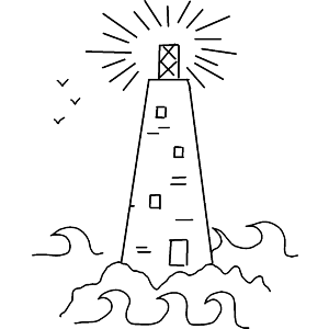 Lighthouse and rough sea