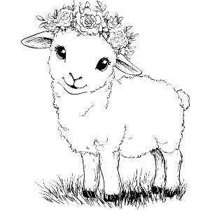 Cute Lamb with Floral Crown