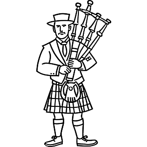 Scottish Man With Kilt & Bagpipes