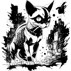 Electro Cat In Cyber Punk City