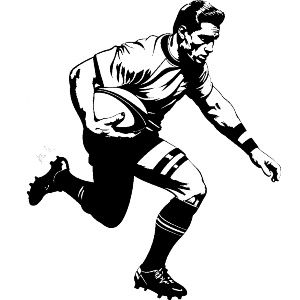 Vintage Rugby Player Running 