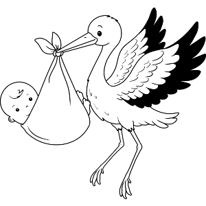 Stork Carrying Baby