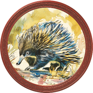 Echidna Portrait with Circle Frame