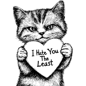 I Hate You The Least Cat Holding Card
