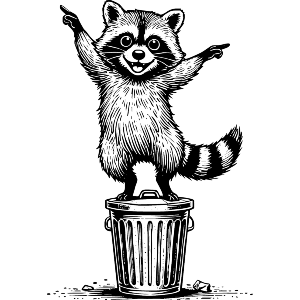 Dancing Raccoon On Trash Can