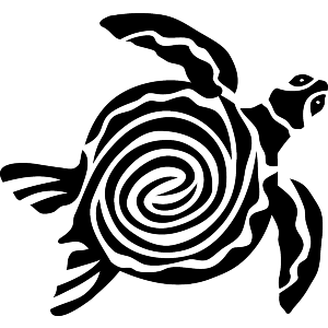 Green Sea Turtle Stylized Black And White 