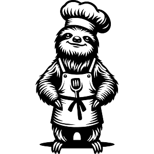 Sloth Chef Wearing Apron
