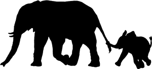 Elephant & Calf Silhouette