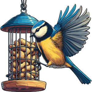 Blue Tit On Peanut Feeder