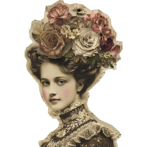 Vintage Victorian Lady with Flowers in Hair
