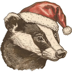 Badger Wearing Santa Hat