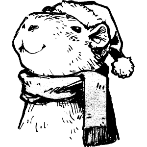 Capybara In Santa Hat
