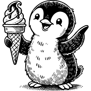 Penguin With Ice Cream Cone