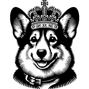 Welsh Corgi Wearing Crown