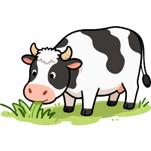 Cow Eating Piece of Grass