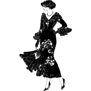 Vintage Fashion Model with Long Dress