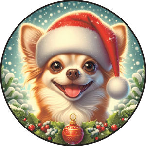 Chihuahua Wearing a Santa Hat