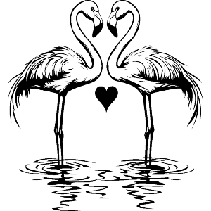 Pair of Flamingos with Heart