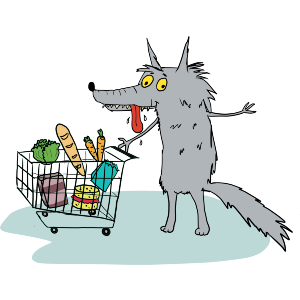 Hungry Wolf Goes To The Supermarket