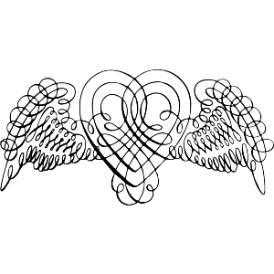 Calligraphy Heart With Wings