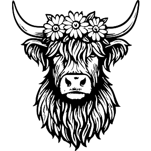 Highland Cow with Daisy Crown