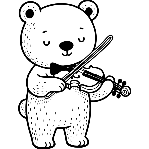 Cute Bear Playing Violin