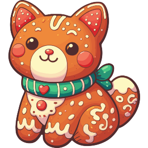 Gingerbread Cat With Blue Collar