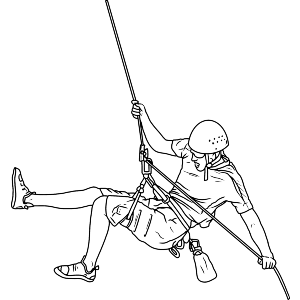 Rock Climber Abseiling