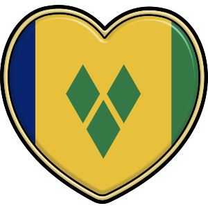 Saint Vincent and the Grenadines Flag Heart