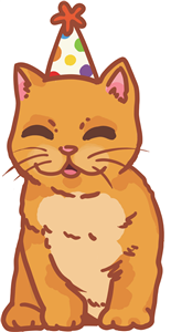 Smiling Party Hat Ginger Kitten