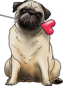 Pug With Heart Lolly
