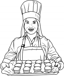 Baker With Cupcakes