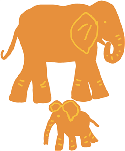 Mum and baby elephant