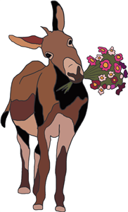 Donkey with flowers 