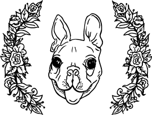 Floral Boston Terrier