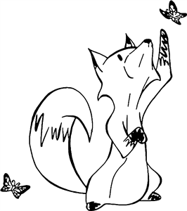 Playful Fox & Butterflies